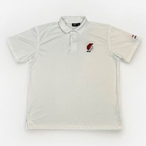 AKWA Made in USA Portland Trail Blazers White Piqué Polo Shirt Mens Size XL EUC